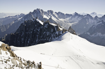 Fototapeta na wymiar Vistas desde l'Aiguille du Midi (3842 metros)