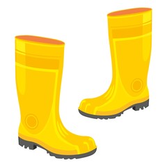 fully editable vector illustration of isolated rubber boots