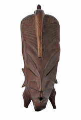 African wooden mask isolated on white background