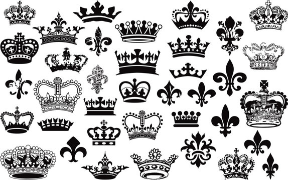 Crowns and fleur de lis vector set