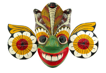 African wooden mask isolated on white background