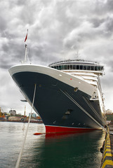 Big passenger ship in the harbor