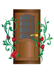 Door and roses.