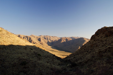 Great view in Namibia, looking at lonely mountains