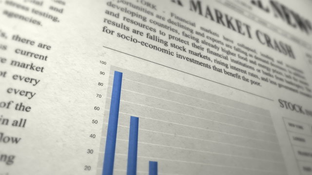 FINACIAL CRISIS - newspaper with animated charts