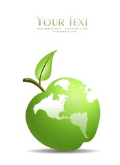 An illustration of green apple embedded in with the earth