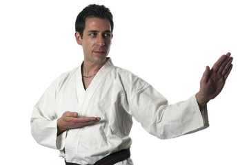 Karateka sur fond blanc