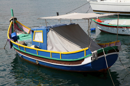 Maltese traditional luzzu fishing boat
