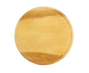 Round cutting board isolated on white background