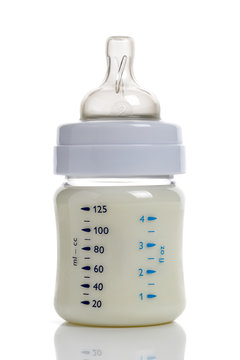 Milk in baby bottle