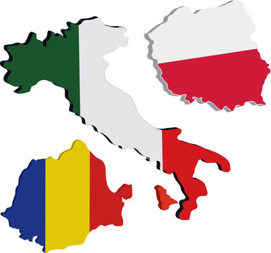 Fototapeta maps italy poland romania