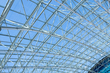 blue ceiling indoor shopping center