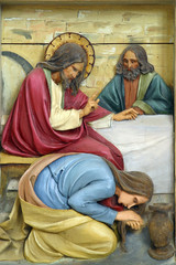 Saint Mary Magdalene washing Jesus feet