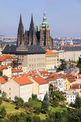 Naklejka premium The View on autumn Prague gothic Castle