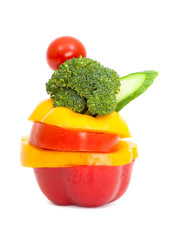 mix of fresh vegetables isolated on white