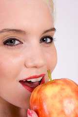 Woman and apple