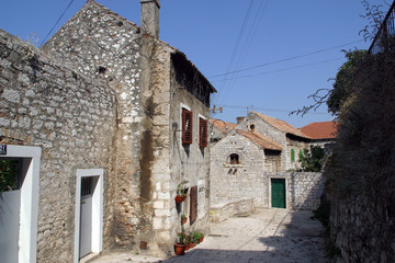 Narrow and old street in Sibenik city (Croatia), medieval zone