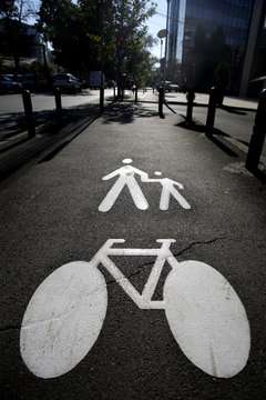 Pedestrians and bike