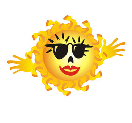 The smiling sun in sunglasses