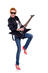 beautiful blonde with a guitar