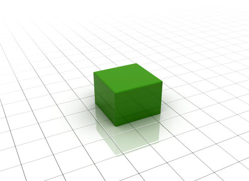Abstract background single green cube
