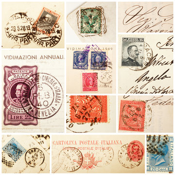 francobolli vintage collage