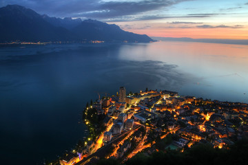 Montreux aerial, Switzerland - obrazy, fototapety, plakaty