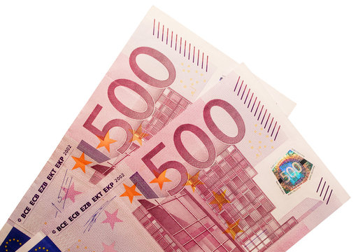 Two five hundred euro banknotes