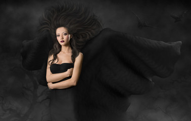 Beautiful gothic style woman with wings
