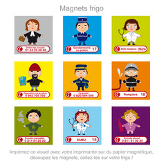 magnet frigo, numéros utiles