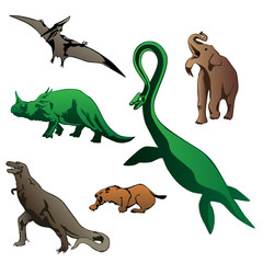 isolated dinosaurs vector illustration