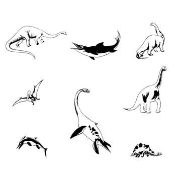isolated dinosaurs vector illustration