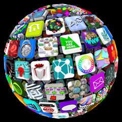 Apps in Sphere Pattern - World of Mobile Applications