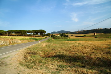 Fototapeta na wymiar Panorama Toskanii ulicą dotrzeć Scansano
