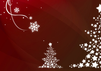 Carte de Noël rouge avec sapin