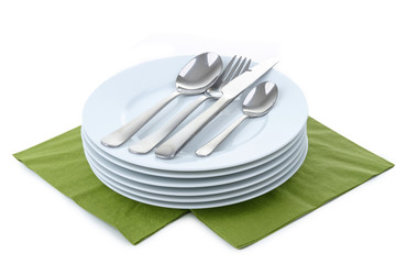 pile d'assiette et couverts