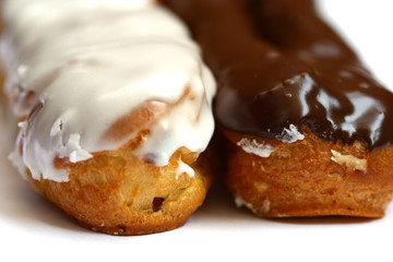 close-up isolated сhocolate eclairs