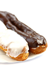 isolated сhocolate eclairs