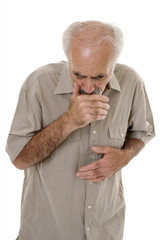 Old man coughing