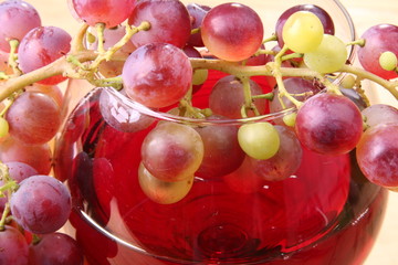 vin rouge et grappe de raisin