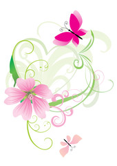 Abstract pink floral background in pink. vector