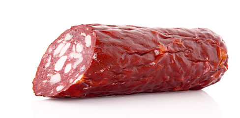 Smoked sausage isolated on white