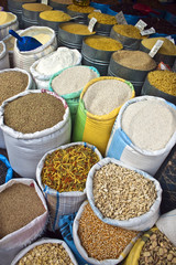 Nuts, pasta, legumen in medina of Meknes
