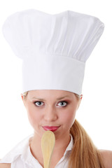 Young beautiful female cook