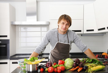 Man in kitchen