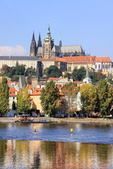 Fototapeta premium View on the autumn Prague gothic Castle
