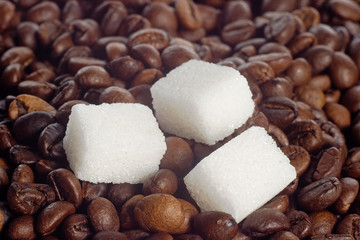 cubes of sugar in coffee beans