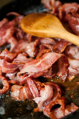 Freshly fried bacon