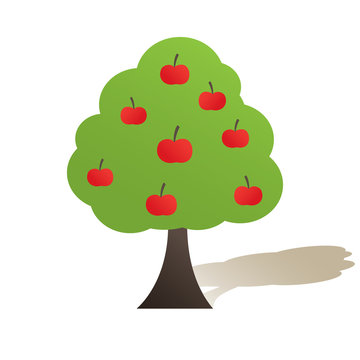 Green tree with apple. Vector illustration