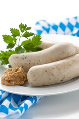 Traditional munich white sausages Weisswurst